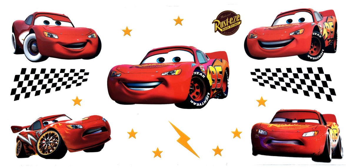 Lightning McQueen group UVDTF decal wrap, #631, on a white background
