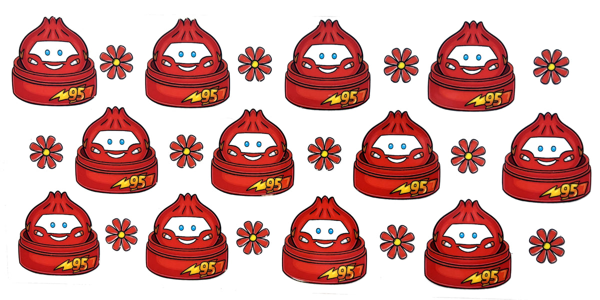 Red Cars multiples UVDTF decal wrap, #635, on a white background