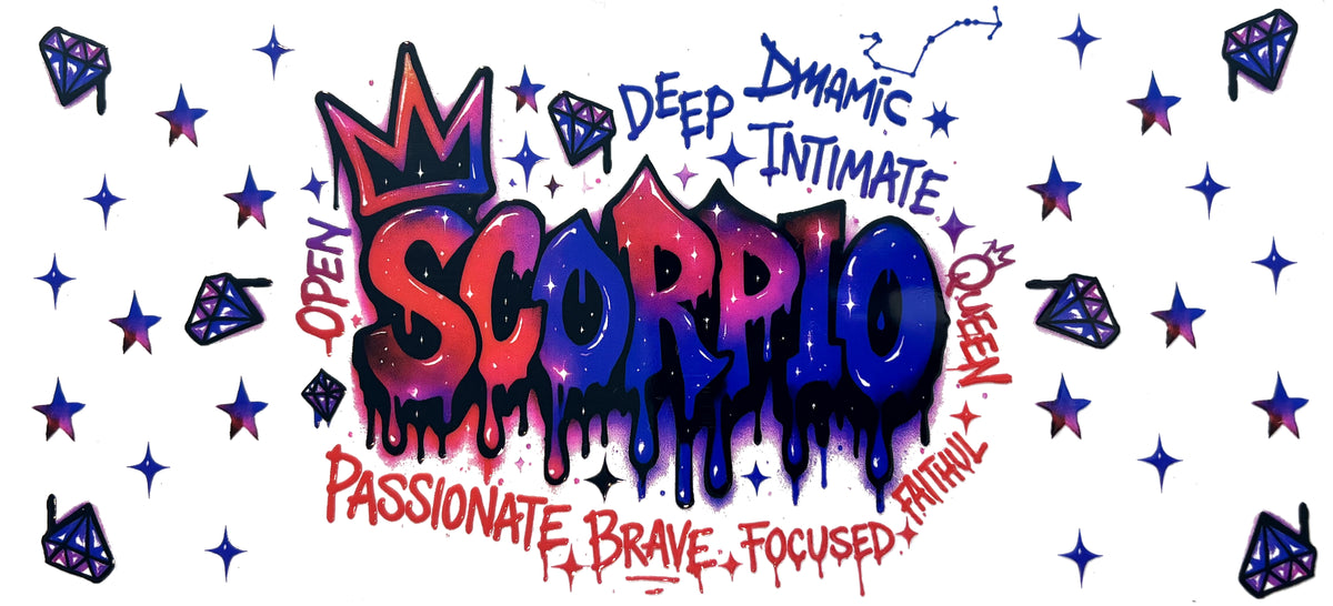 Scorpio zodiac UVDTF decal wrap, #641, on a white background