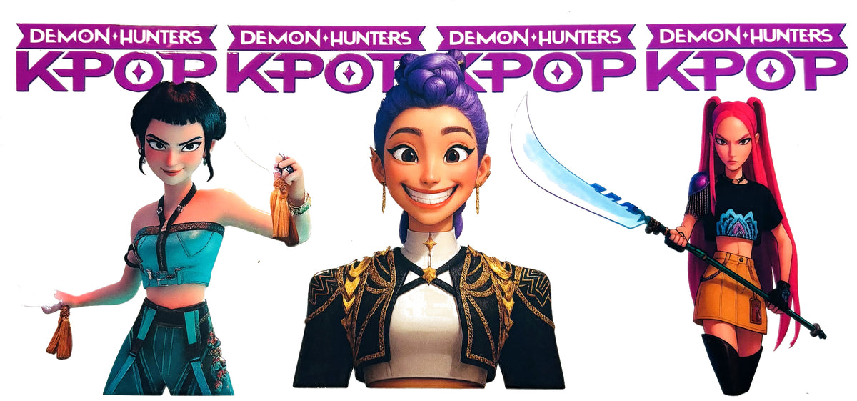 KPop Demon Hunters trio UVDTF decal wrap, #645, on a white background