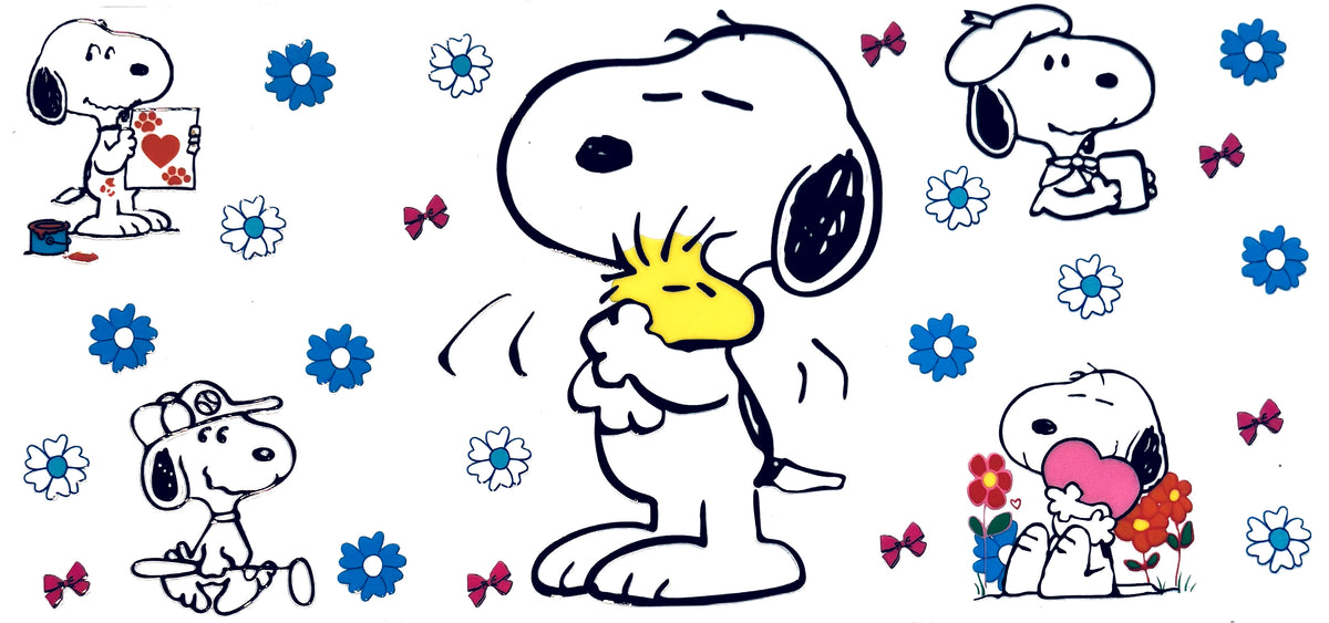 Snoopy Woodstock UVDTF decal wrap, #649, on a white background