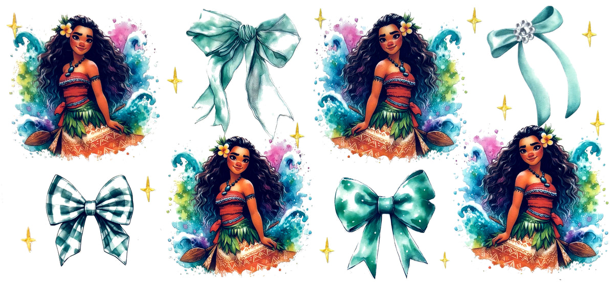Moana bows UVDTF decal wrap, #660, on a white background