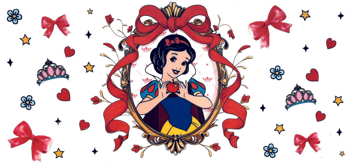 Snow White UVDTF decal wrap, #663, on a white background