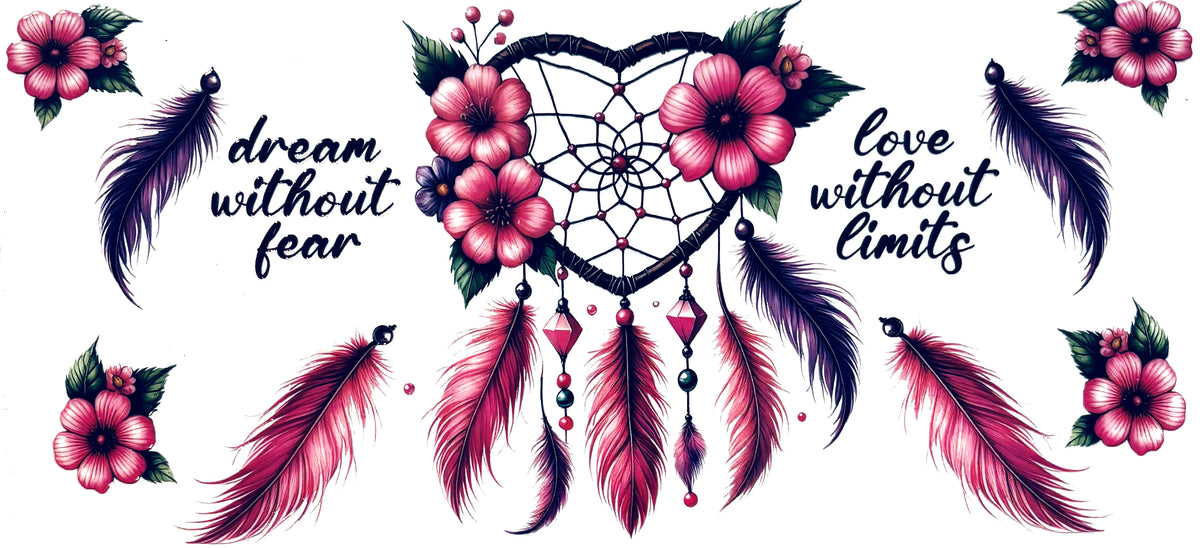 Dreamcatcher dream love UVDTF decal wrap, #665, on a white background