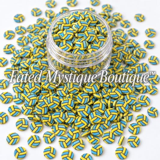 Volleyball polymer clay slices for sports-themed snow globe tumblers and DIY crafts