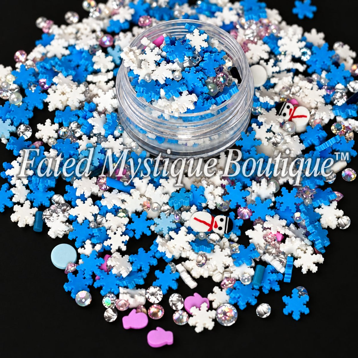 Winter Mix Polymer Clay Slices for snow globe tumblers and DIY crafts