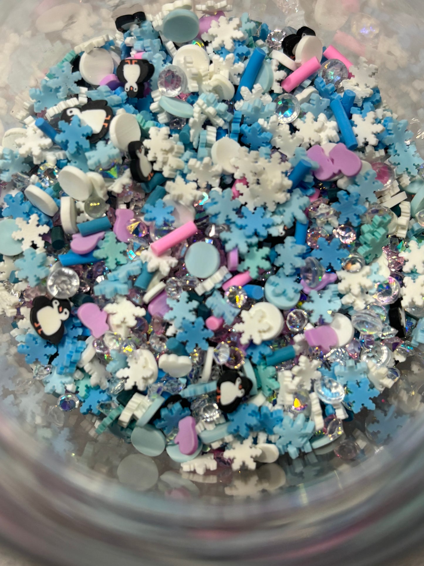 winter polymer clay slices