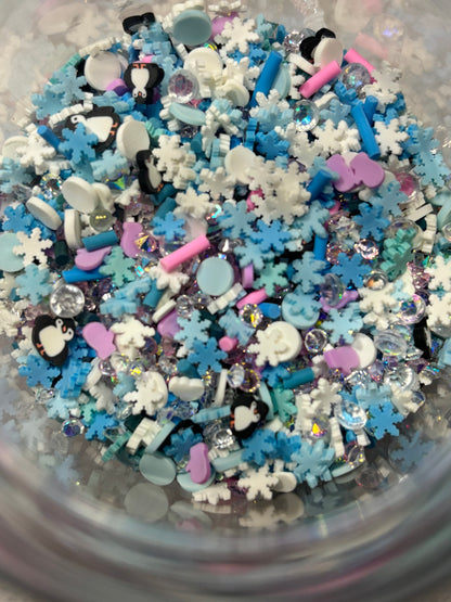 winter polymer clay slices