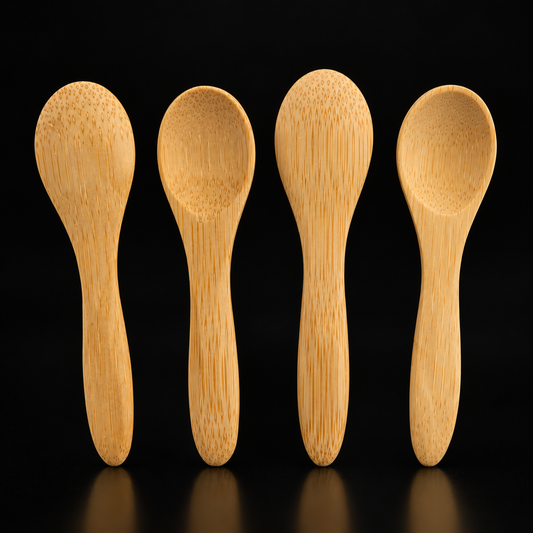 Wooden Spoon Charms – 4 Pieces on a black studio background