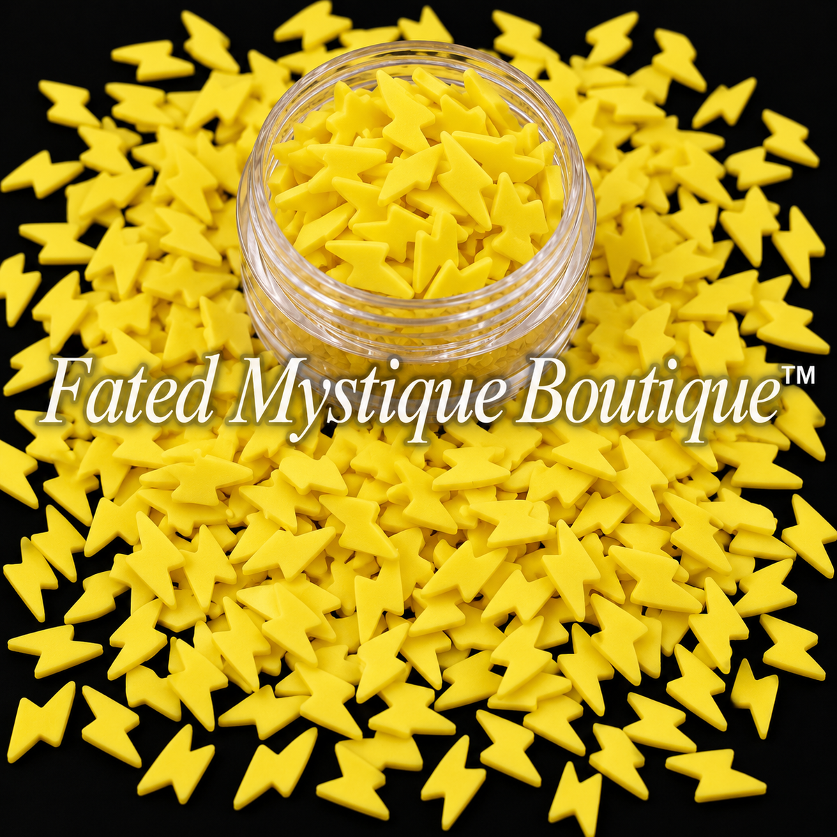 Yellow lightning bolt polymer clay slices for snow globe tumblers and DIY crafts