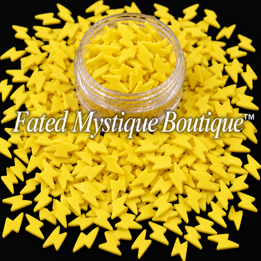 Yellow lightning bolt polymer clay slices for snow globe tumblers and DIY crafts
